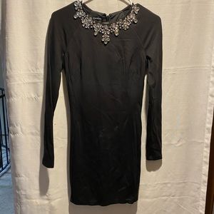 Bebe long sleeve mini body on black dress